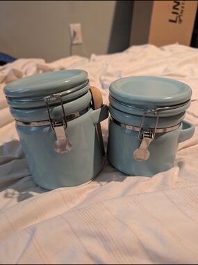 2 Home Basics Blue Kitchen Canisters